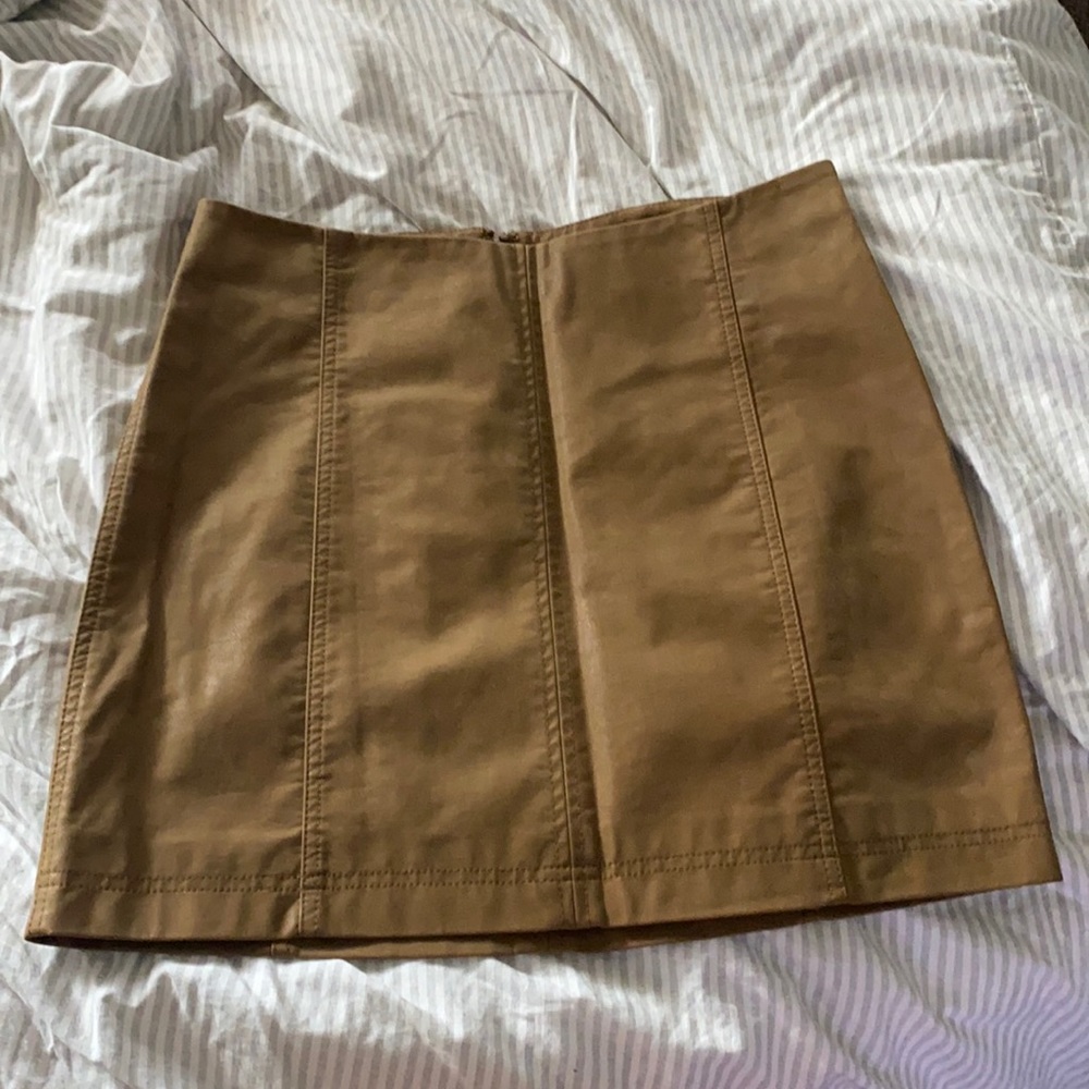 Free People Tan Leather Skirt